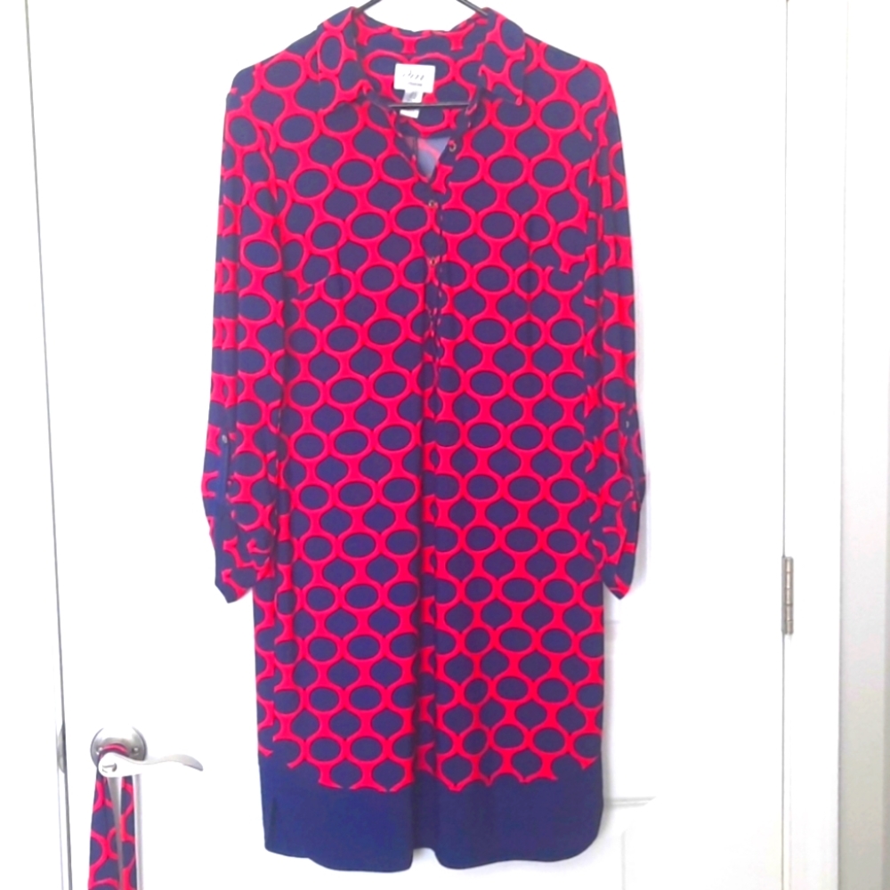 Pink and Blue Belted Dress